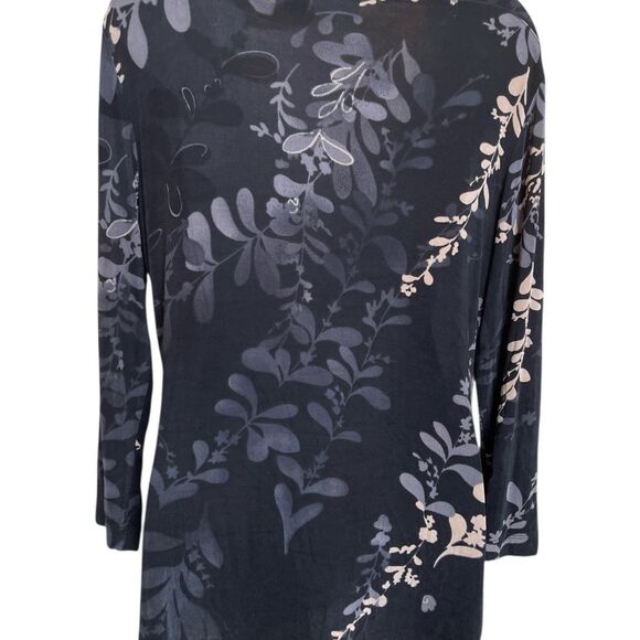 Chico's Black and Red Asymmetrical Blouse Silky super soft Sz 1 - Picture 3 of 4